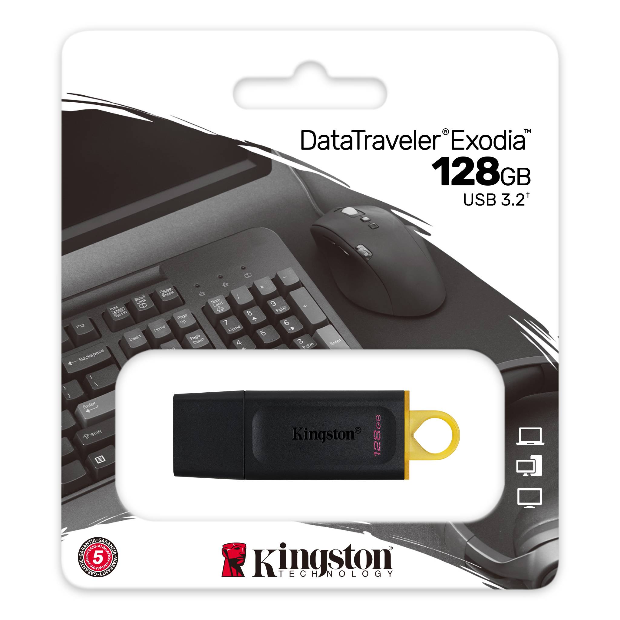 Kingston 128GB DataTraveler Exodia Black And Yellow USB3.2 Gen 1 Flash Drive Black And Yellow