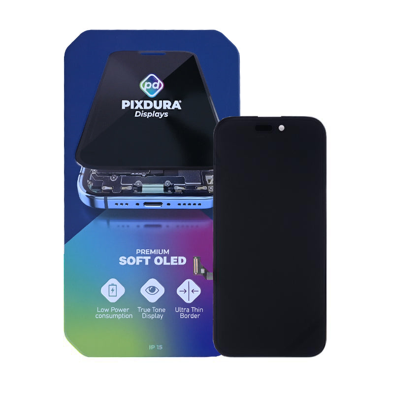 PIXDURA For Apple iPhone 15 Display And Digitizer Soft-OLED Premium (IC Removable) (60Hz)