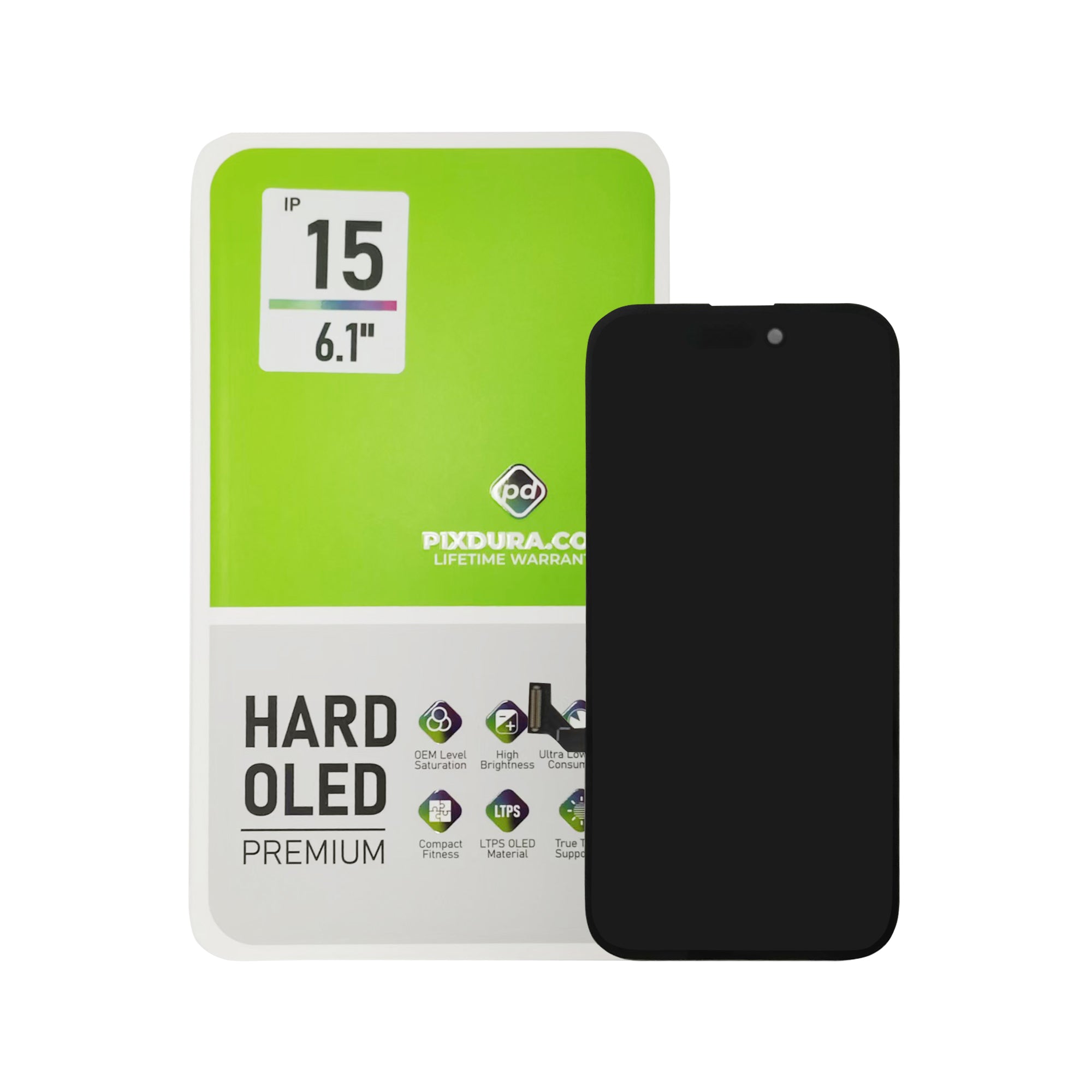 PHK For Apple iPhone 15 Display And Digitizer Hard-OLED Premium (IC Removable) (90Hz)