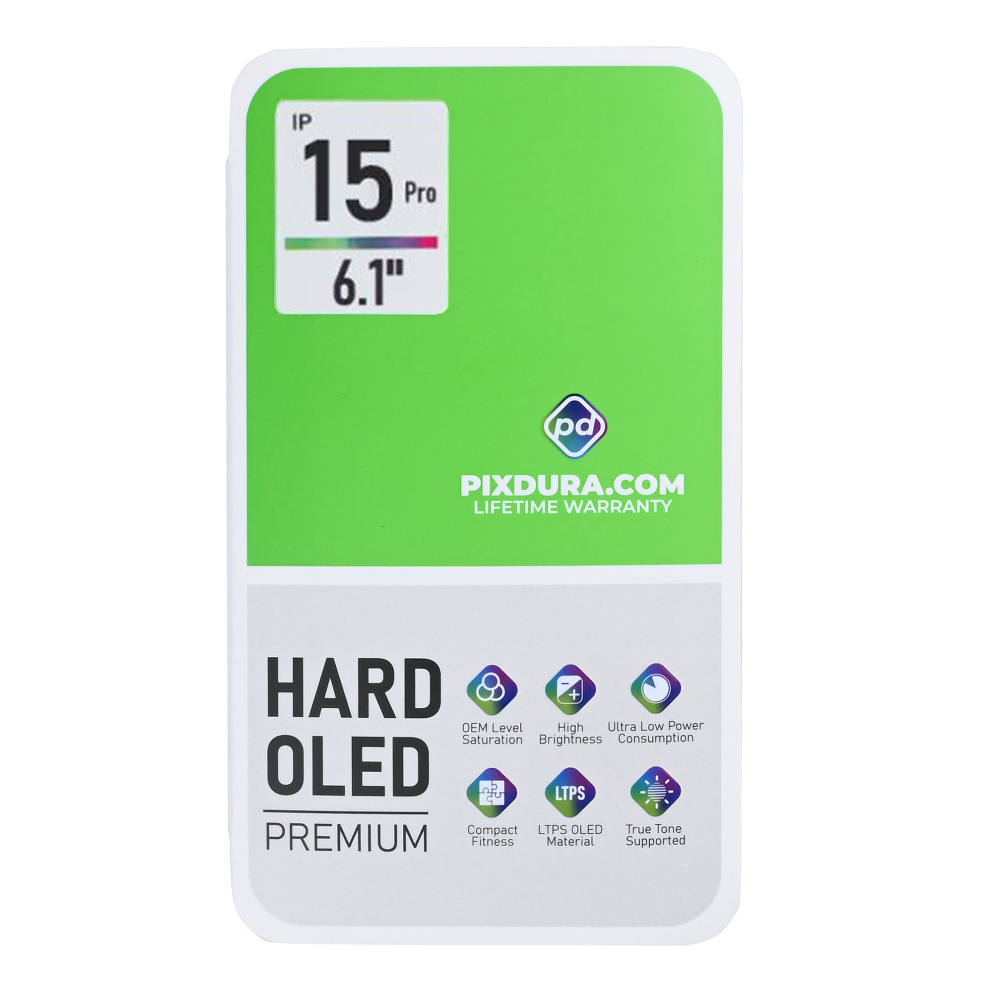 PIXDURA Para Apple iPhone 15 Pro Ecrã e Digitalizador Hard-OLED Premium (IC Removível) (90Hz)