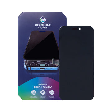 PIXDURA For Apple iPhone 15 Pro Max شاشة عرض ومحول رقمي سوفت-أوليد بريميوم (IC قابل للإزالة) (120 هرتز)