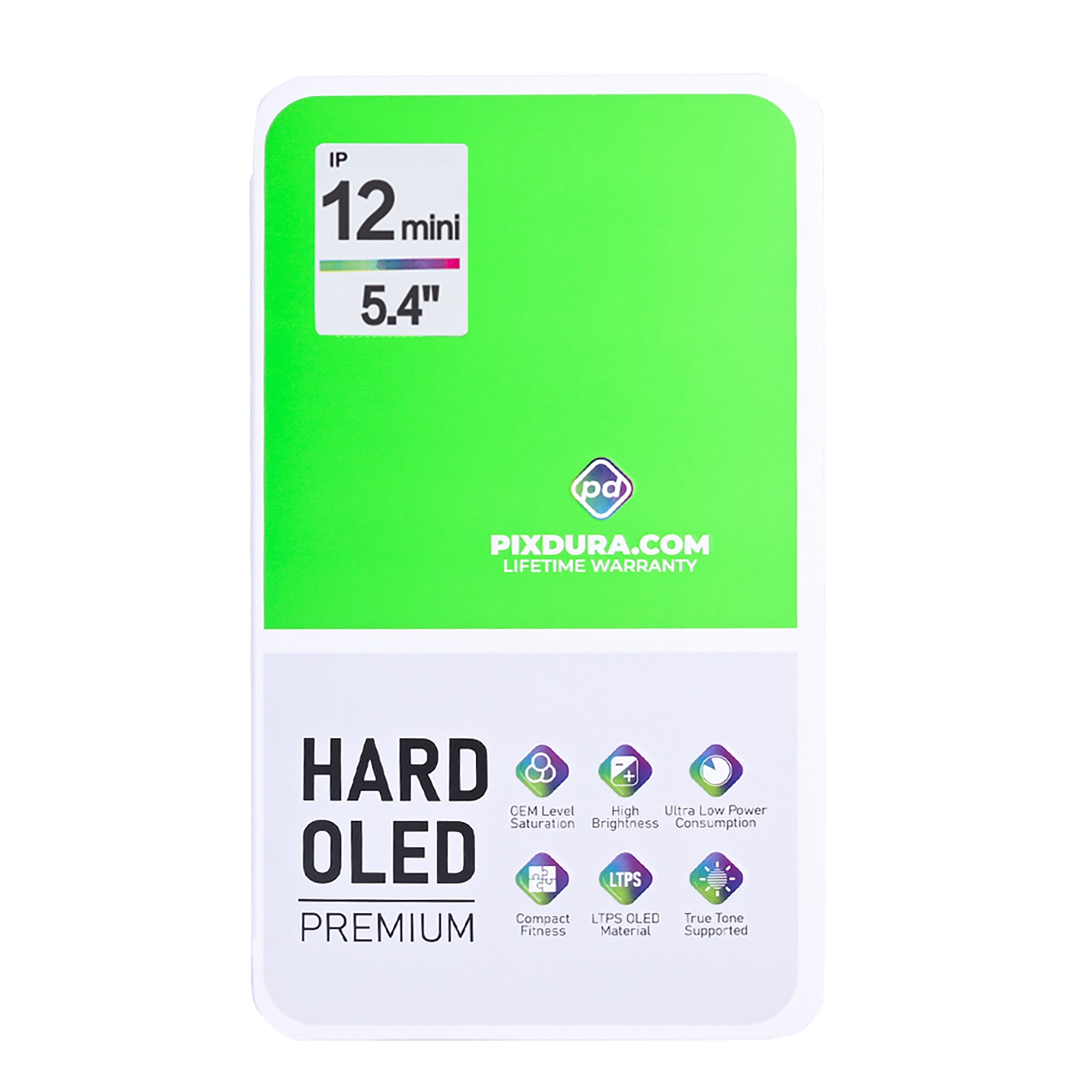 PIXDURA شاشة لمس رقمية للهاتف آيفون 12 ميني نوع Hard-OLED فاخرة (IC قابلة للإزالة) (60 هرتز)