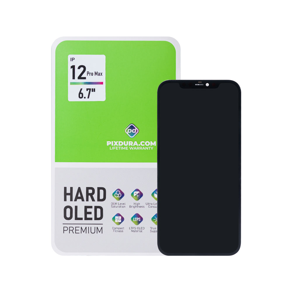 PIXDURA لشاشة آبل آيفون 12 برو ماكس وديجتايزر نوع Hard-OLED الفاخر (مع إمكانية إزالة IC) (60 هرتز)
