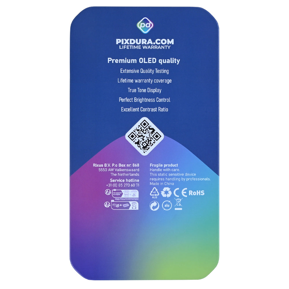 PIXDURA Para Apple iPhone 16e Ecrã e Digitalizador Soft-OLED Premium (IC Removível) (60Hz)