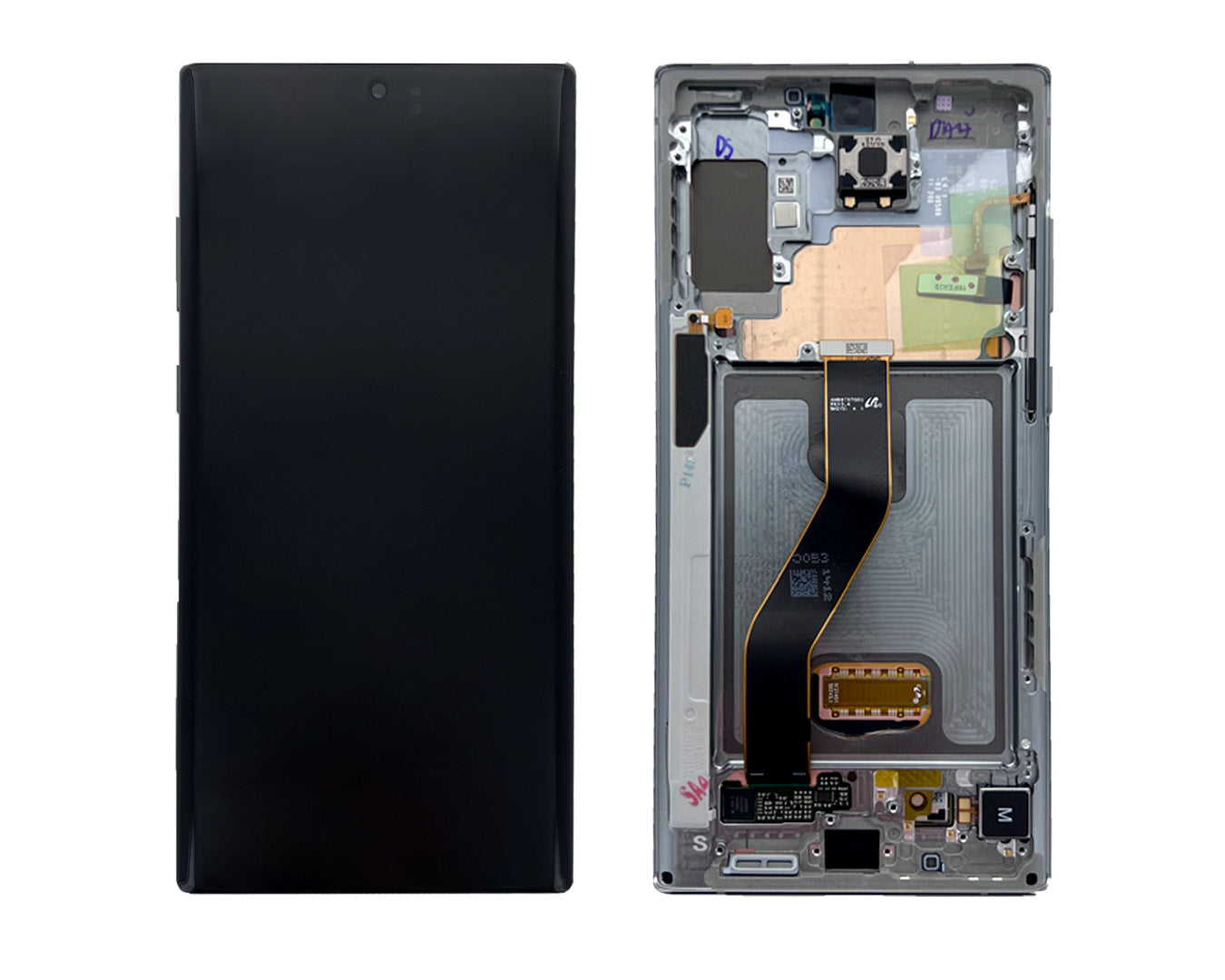 شاشة وجهاز رقمي لهاتف سامسونج جالاكسي نوت 10 بلس N975F مع إطار أورا جلو حزمة خدمة