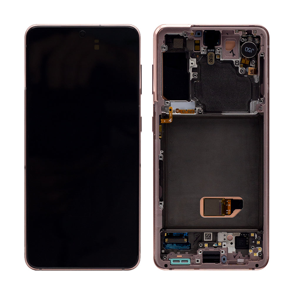 شاشة وهيكل ديجتايزر سامسونج جالاكسي S21 5G G991B باللون الوردي فانتوم مع إطار (خدمة تعبئة)