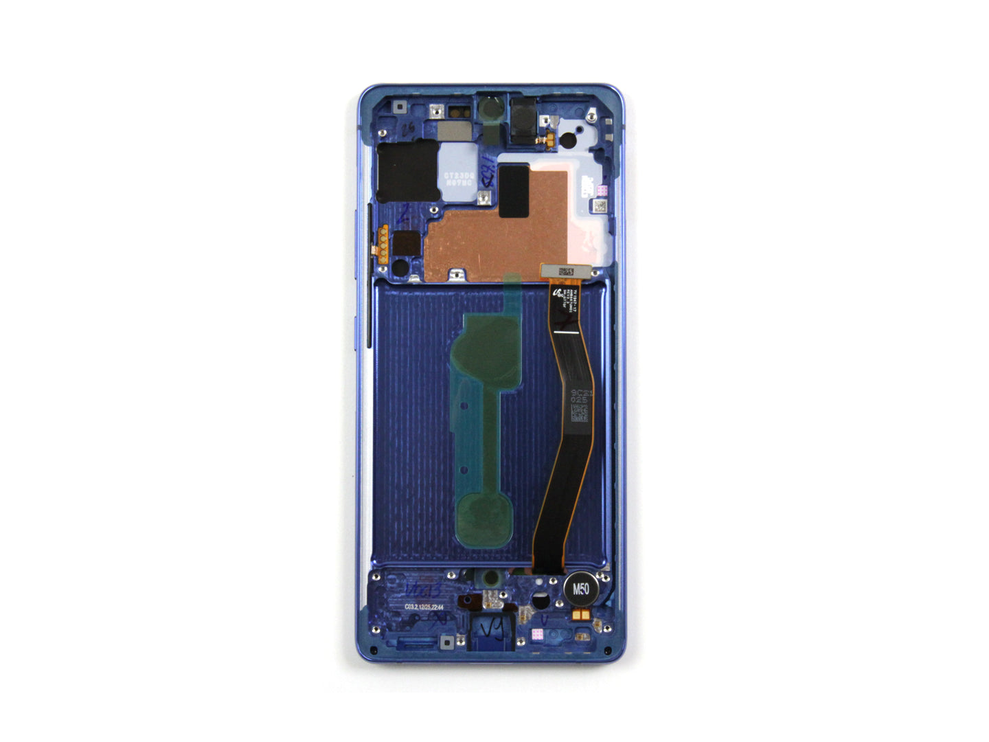 شاشة عرض وديجتايزر لهاتف سامسونج جالاكسي S10 لايت G770F مع إطار أزرق من نوع بريزم، حزمة خدمة