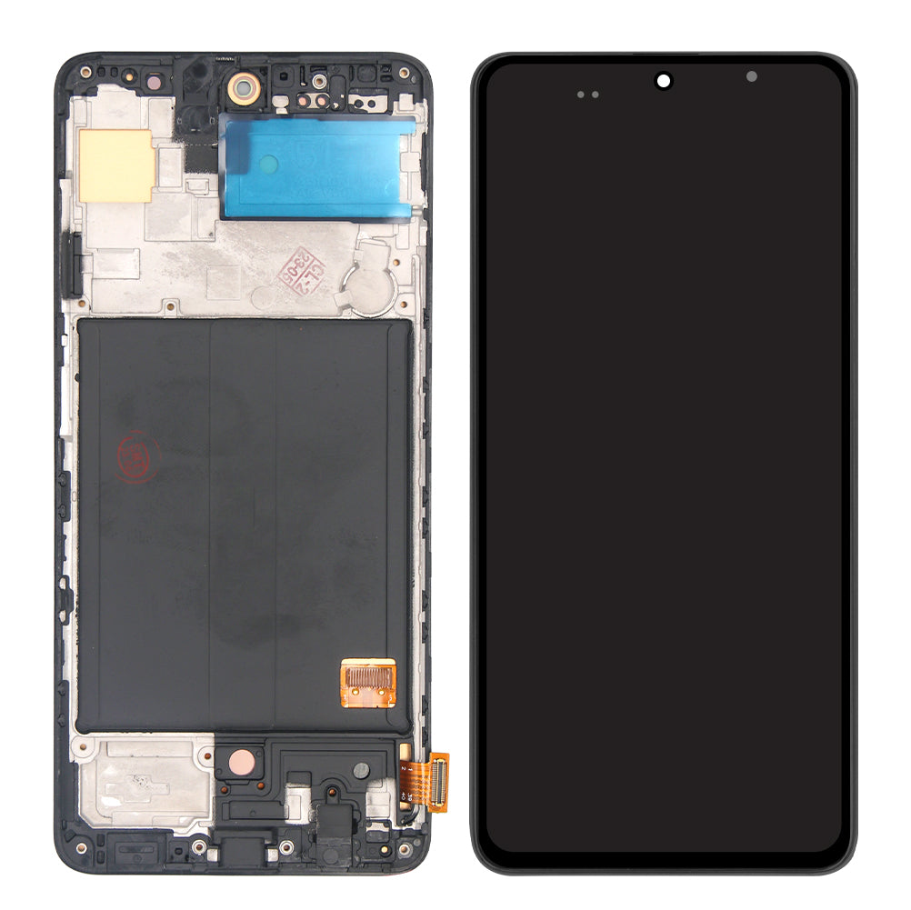 شاشة عرض ومحول رقمي سامسونج جالكسي A51 A515F مع إطار أسود من نوع Soft-OLED