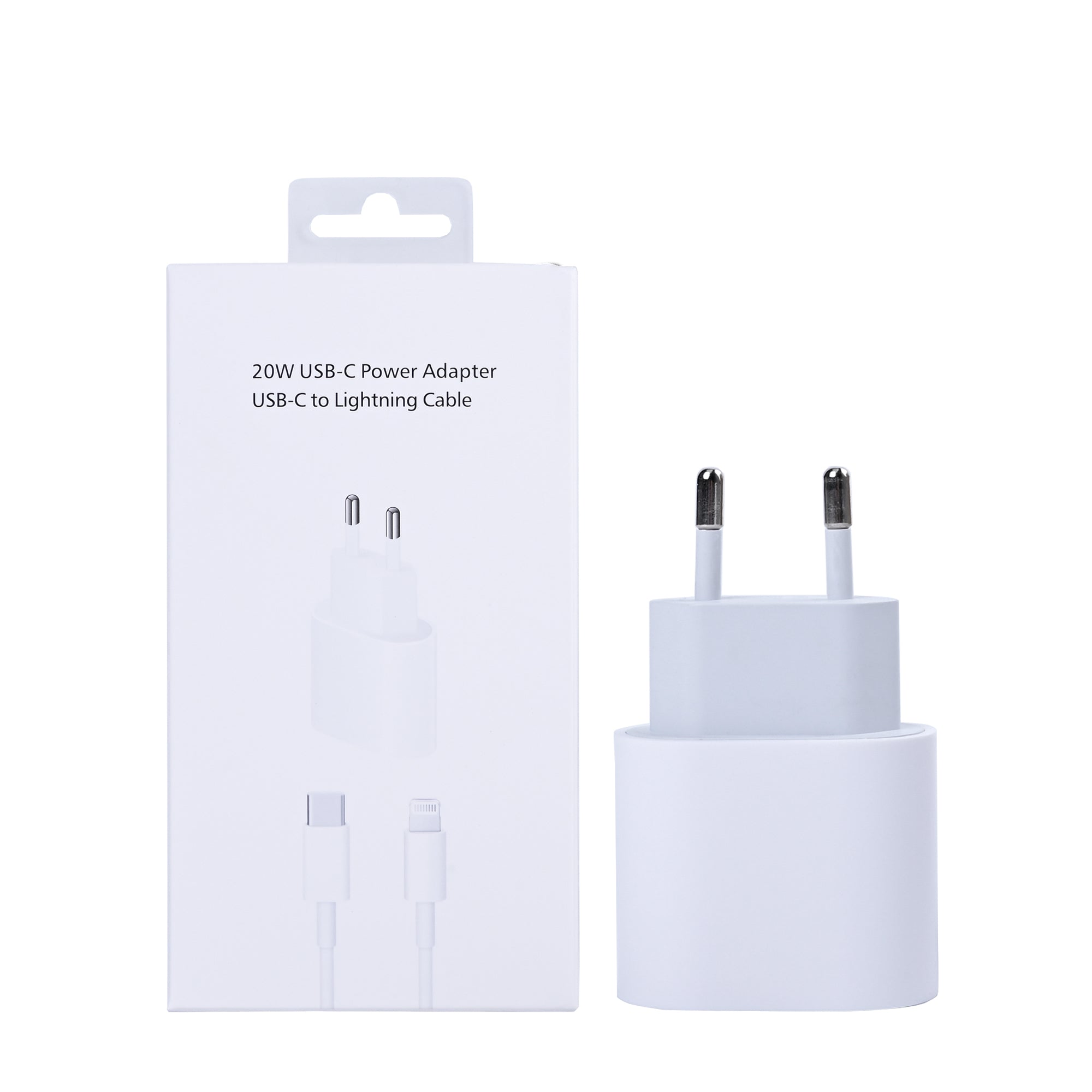 شاحن Apple USB-C بقوة 20 واط مع كابل لايتنينج بطول 100 سم، أبيض، علبة البيع بالتجزئة