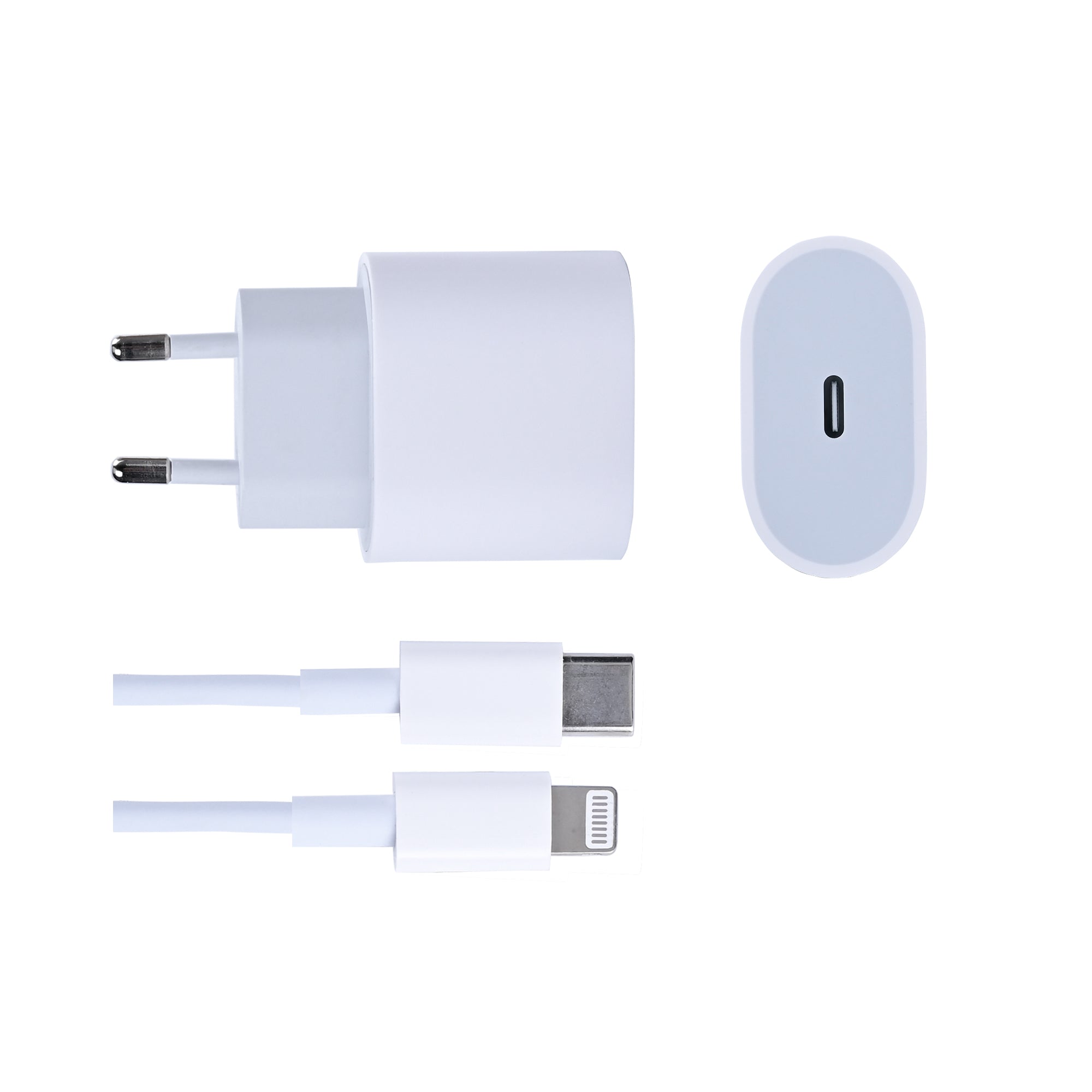 شاحن Apple USB-C بقوة 20 واط مع كابل لايتنينج بطول 100 سم، أبيض، علبة البيع بالتجزئة