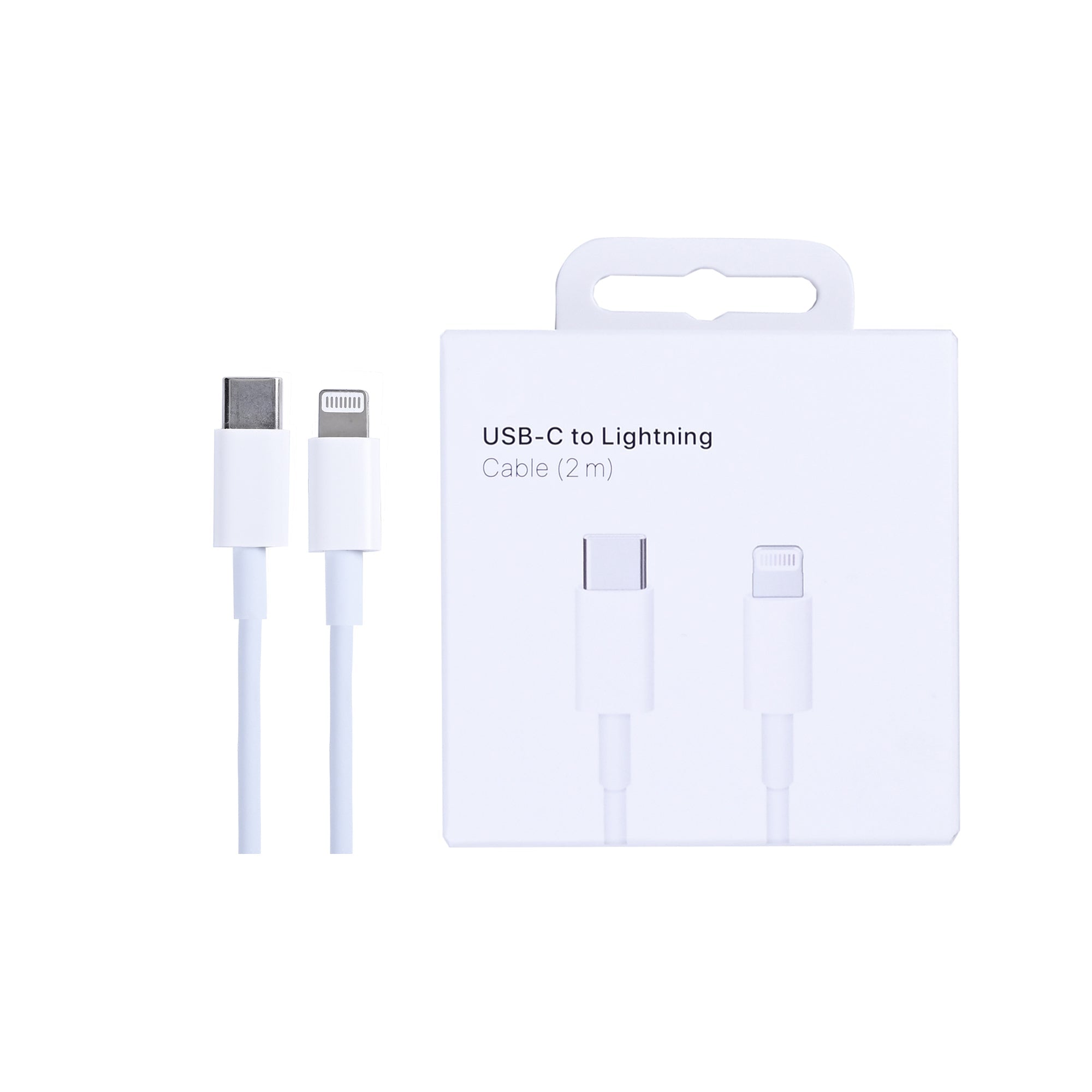 لكابل Apple USB-C إلى Lightning بطول 200 سم باللون الأبيض في علبة البيع بالتجزئة