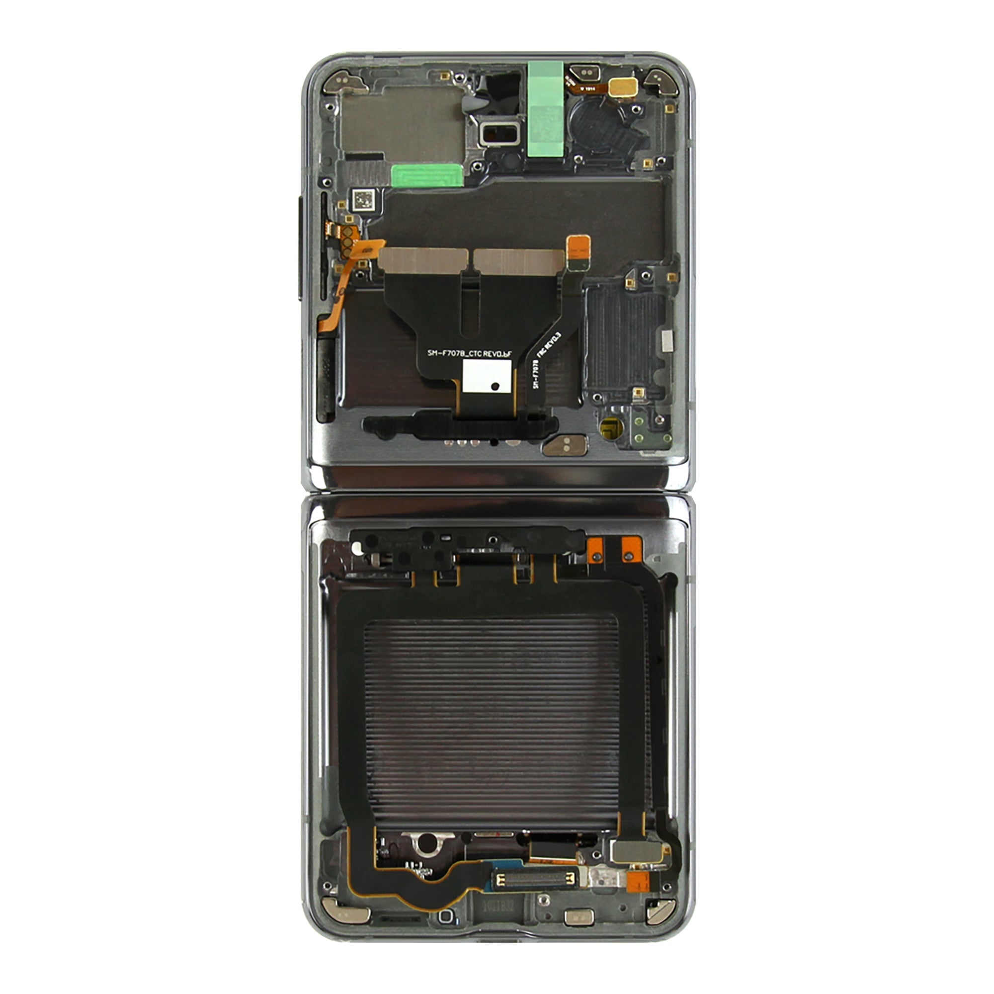 شاشة وهيكل محول رقمي (ديجتايزر) سامسونج جالكسي زي فليب 5G F707B رئيسي باللون الرمادي ميستيك (Mystic Grey) - عبوة خدمة