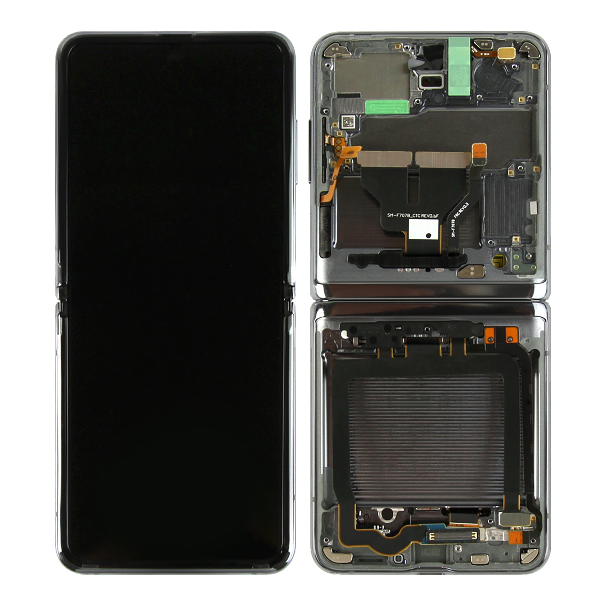 شاشة وهيكل محول رقمي (ديجتايزر) سامسونج جالكسي زي فليب 5G F707B رئيسي باللون الرمادي ميستيك (Mystic Grey) - عبوة خدمة