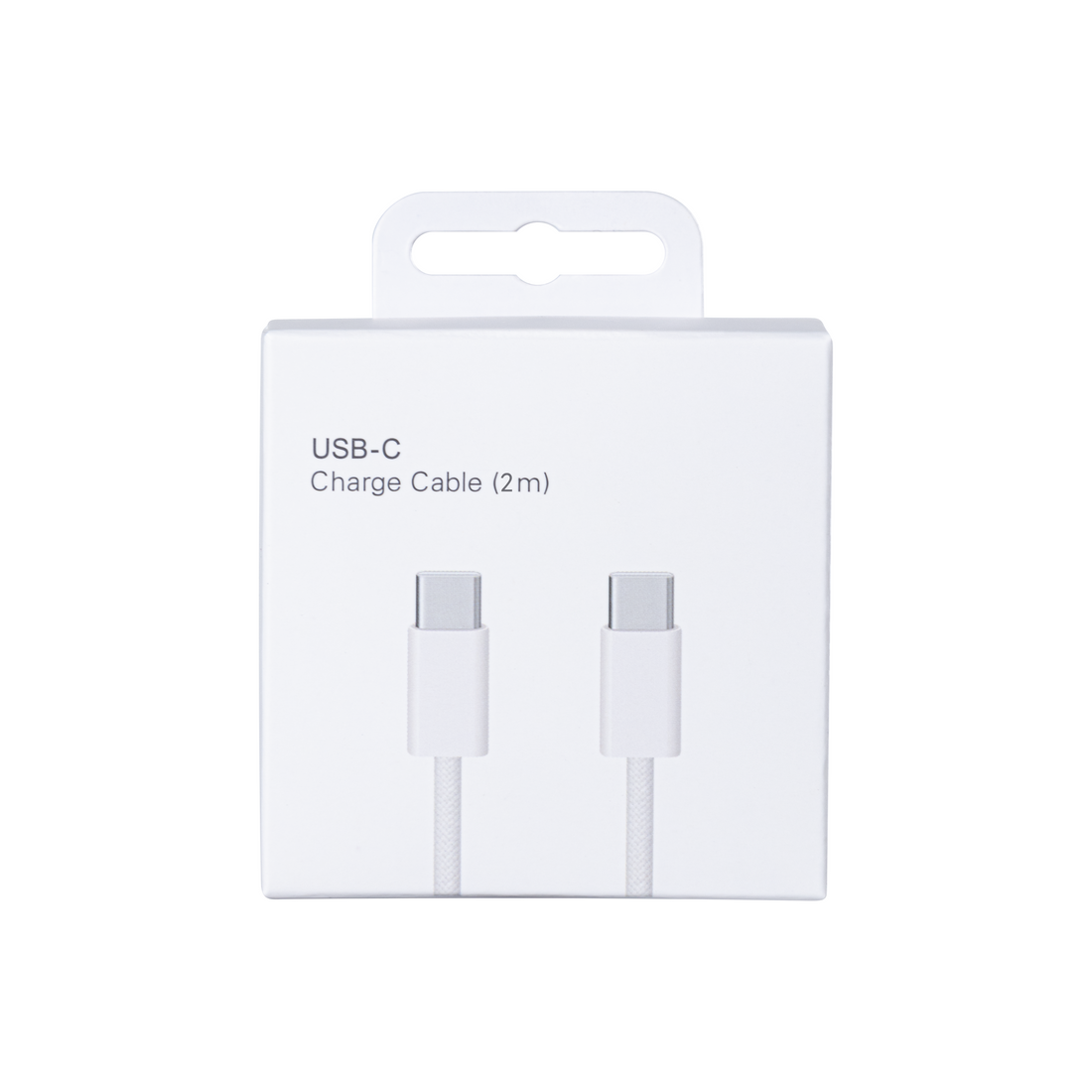 لكابل USB-C إلى USB-C المنسوج بطول 200 سم 60 واط باللون الأبيض في علبة البيع بالتجزئة لهواتف Apple iPhone 15 و 16 و 17.