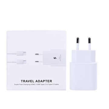 Fast Charge Travel Adapter With USB-C Cable 100cm 25W White Retail Box