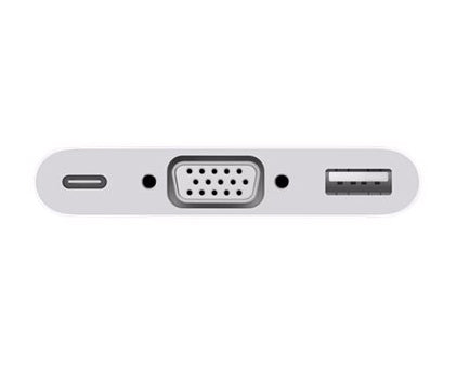 محول أبل MJ1L2ZM/A متعدد المنافذ بمنفذ USB-C (USB-C، وUSB-A، وVGA) بطول 15 سم للماك بوك، أبيض