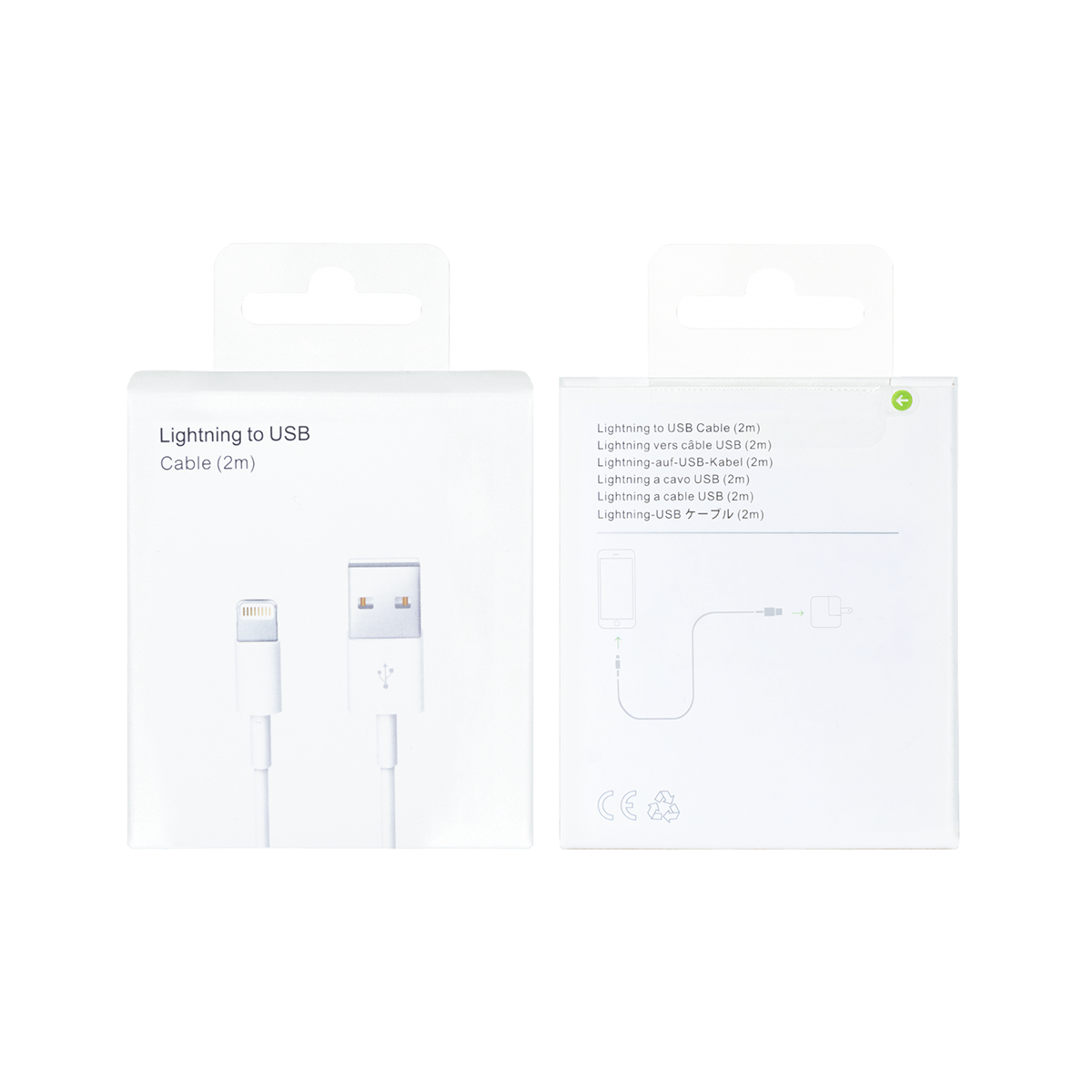 For Apple USB-A To Lightning Cable 200cm White Retail Box