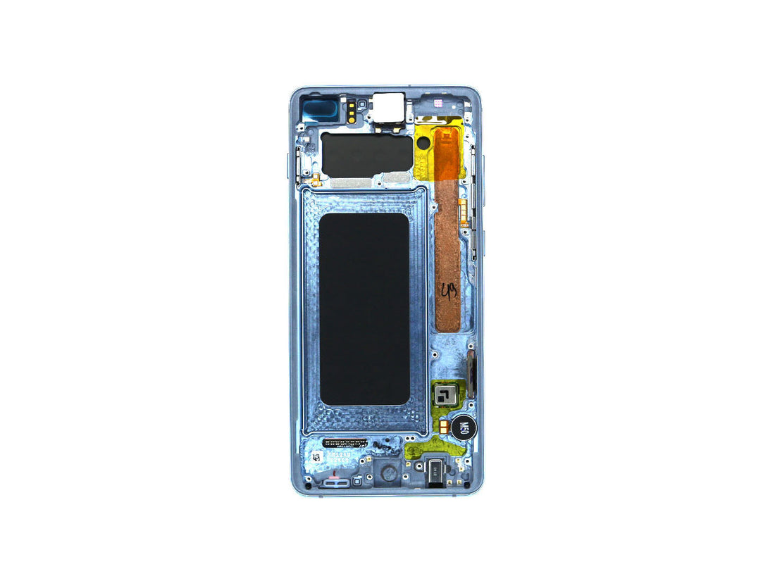 Ecrã e Digitalizador Samsung Galaxy S10 Plus G975F com Armação Azul Prisma Service Pack