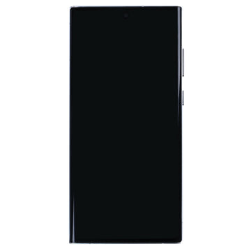 شاشة عرض وديجتايزر لهاتف سامسونج جالكسي S22 الترا S908B مع إطار أبيض فانتوم Soft-OLED