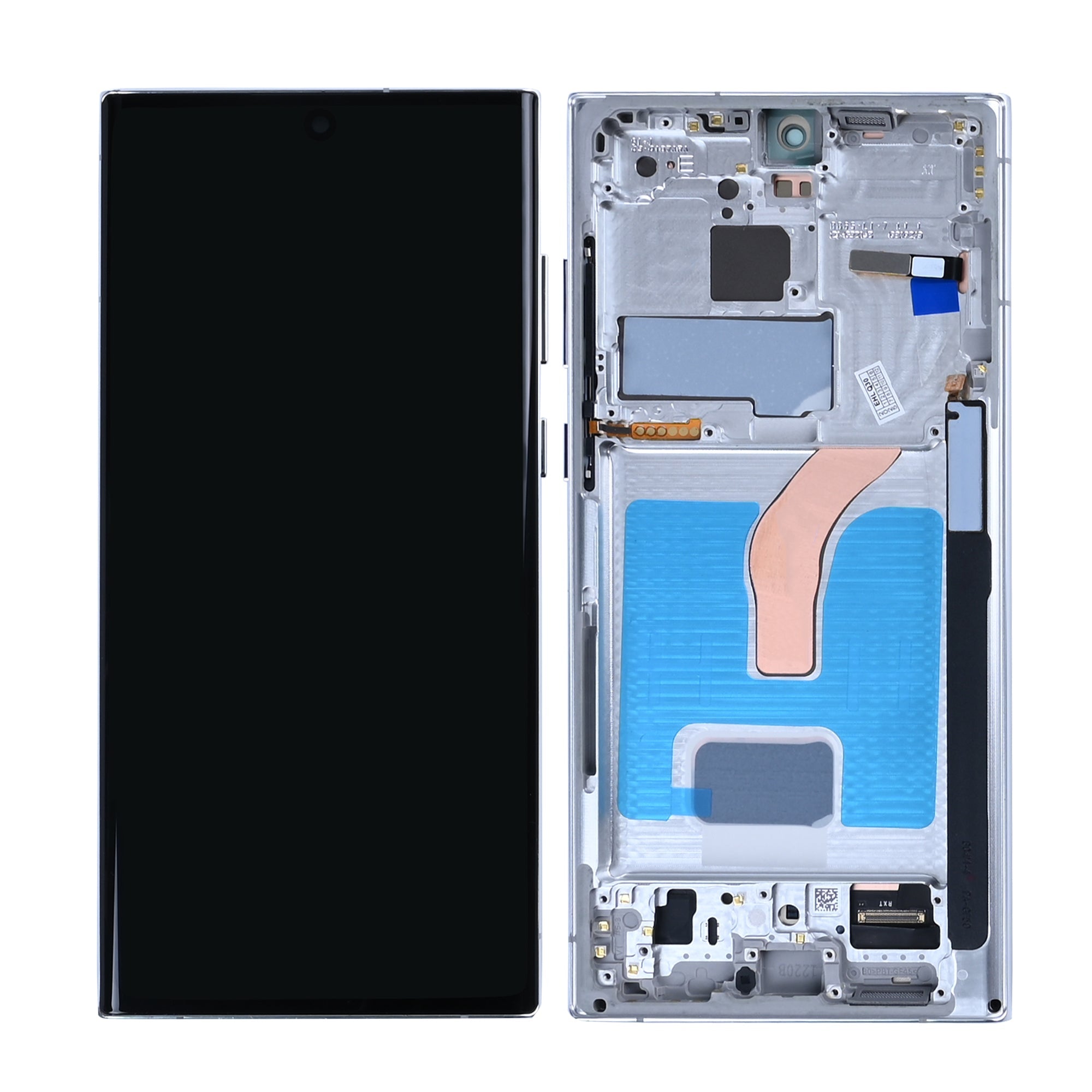 شاشة عرض وديجتايزر لهاتف سامسونج جالكسي S22 الترا S908B مع إطار أبيض فانتوم Soft-OLED