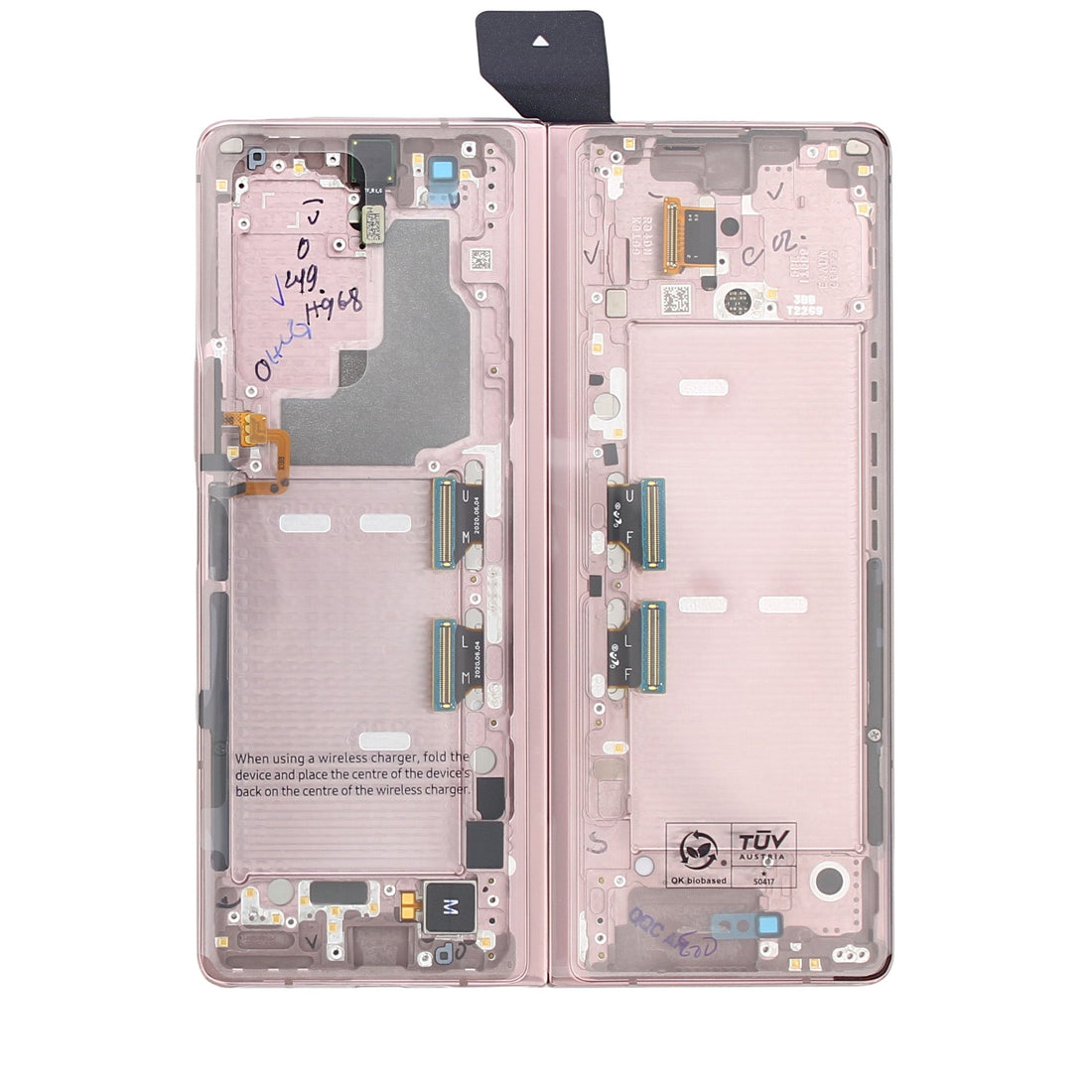 Samsung Galaxy Z Fold2 5G F916B Ecrã Principal e Digitalizador com Aro Mystic Bronze com Dobradiça Bronze Service Pack