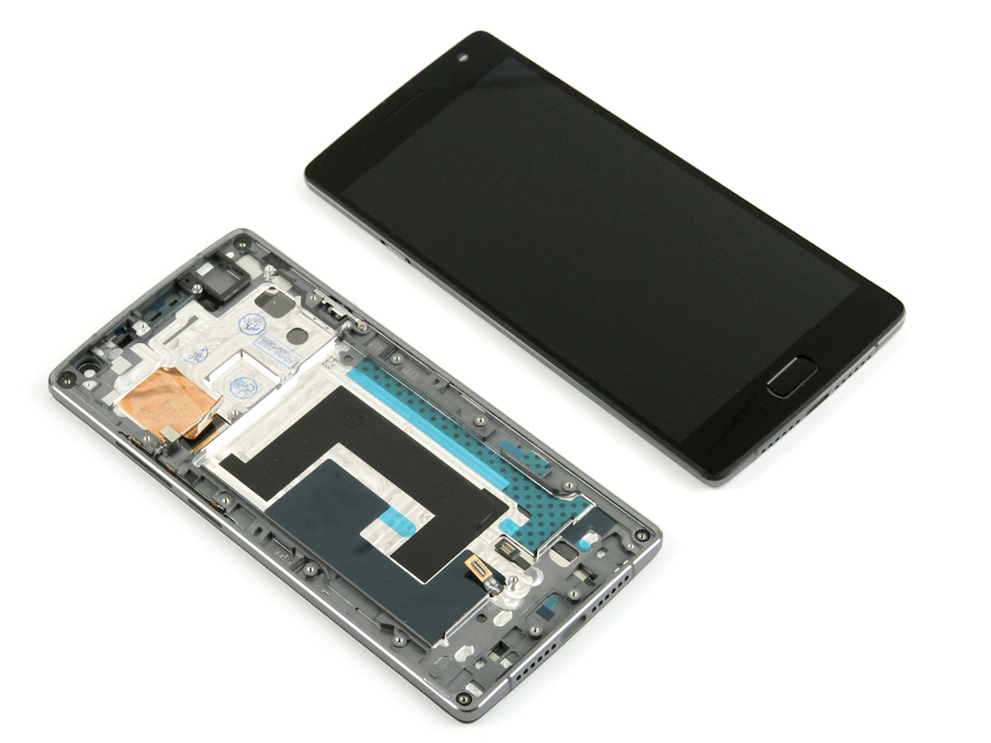 Ecrã e Digitalizador OnePlus Two com Armação Preto OEM