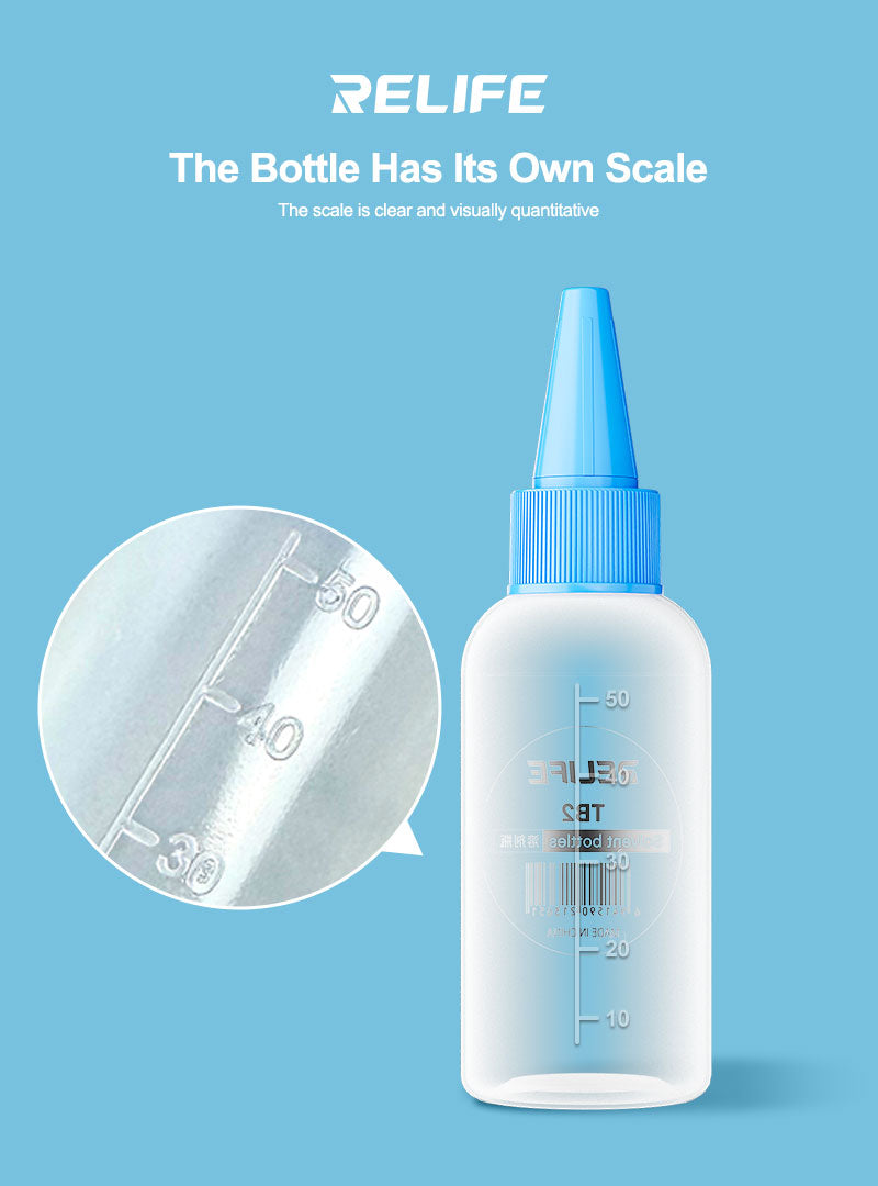 RELIFE TB2 50ML Empty Plastic Flux Alcohol Bottle With Needle Tip Compatible